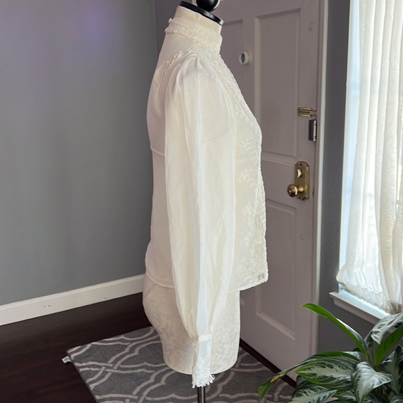 Topshop Sheer Long Sleeve Embroidery Top - Picture 5 of 9